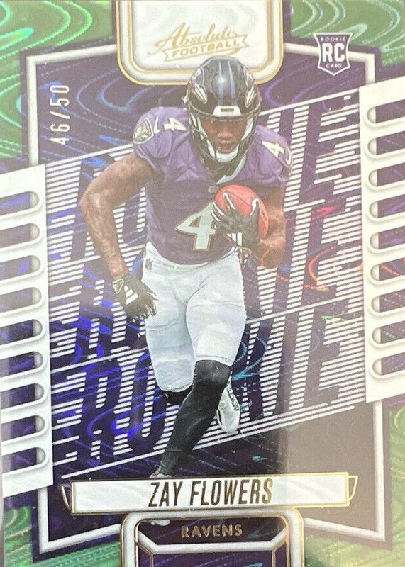 Zay Flowers 2023 Absolute #111 Green Waves /50 Rookie SGC 9.5