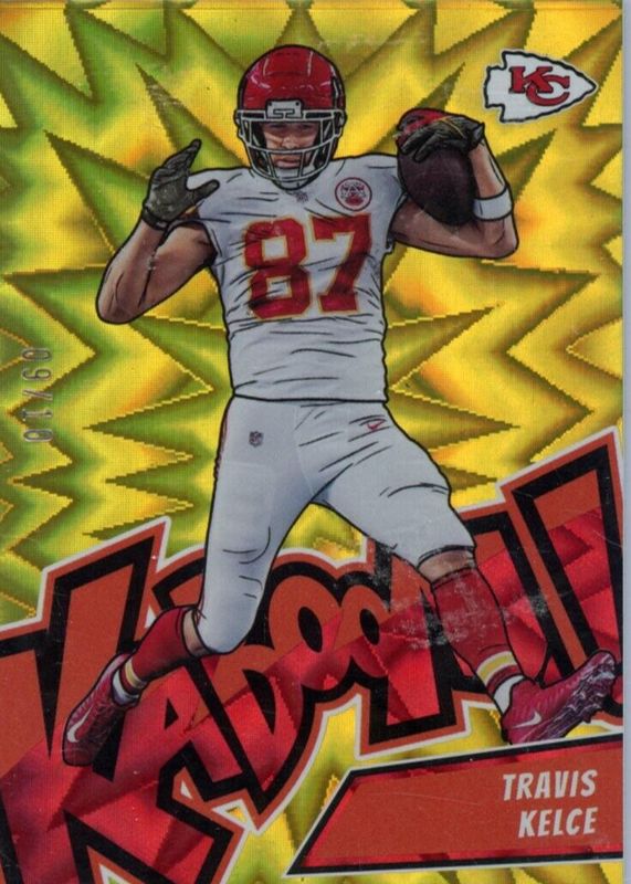 Travis Kelce 2023 Absolute #K26 Kaboom! (Vertical) - Gold /10 RAW