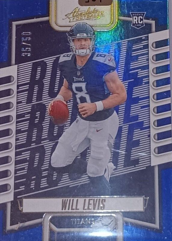 Will Levis 2023 Absolute #114 Blue Spectrum /50 Rookie PSA 8