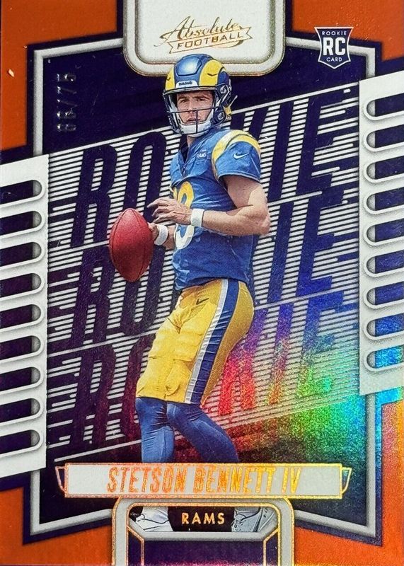 Stetson Bennett IV 2023 Absolute #136 Orange Spectrum /75 Rookie PSA 10