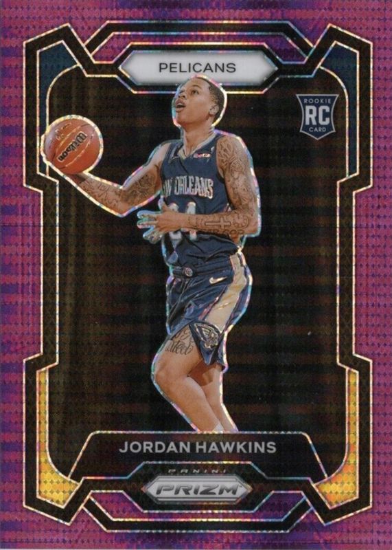 Jordan Hawkins 2023 Prizm #130 Purple Pulsar /35 Rookie PSA 9