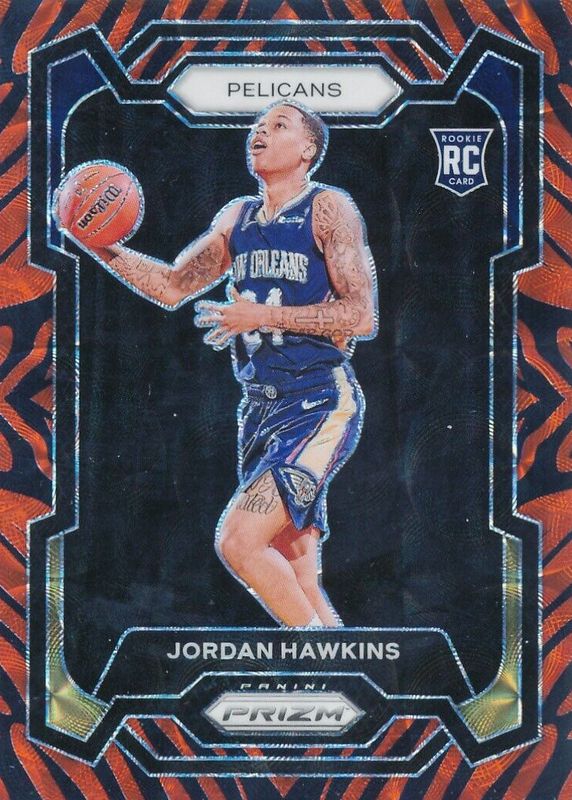 Jordan Hawkins 2023 Prizm #130 Choice Tiger Stripe /(SSP) Rookie PSA 9