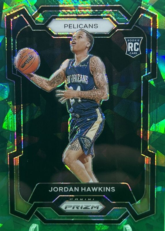 Jordan Hawkins 2023 Prizm #130 Green Ice Rookie PSA 9