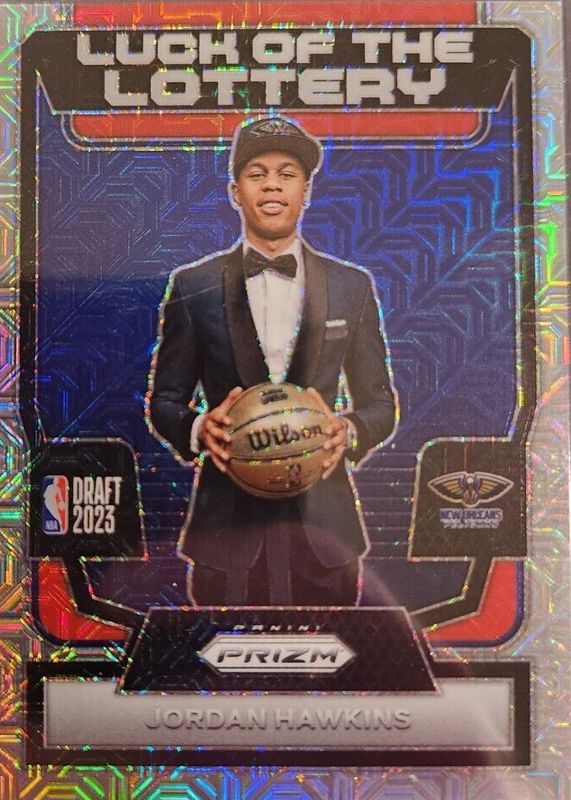 Jordan Hawkins 2023 Prizm #9 Luck of the Lottery - Mojo /25 Rookie SGC 9