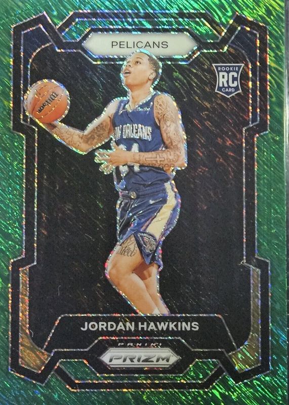 Jordan Hawkins 2023 Prizm #130 Green Shimmer /5 Rookie BGS 9