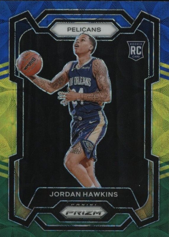 Jordan Hawkins 2023 Prizm #130 Choice Blue Yellow Green Rookie SGC 10