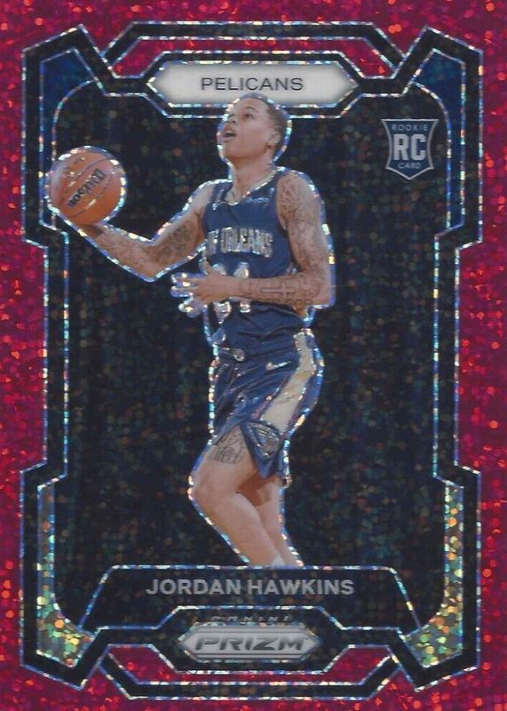 Jordan Hawkins 2023 Prizm #130 Red Sparkle /(SSP) Rookie PSA 9