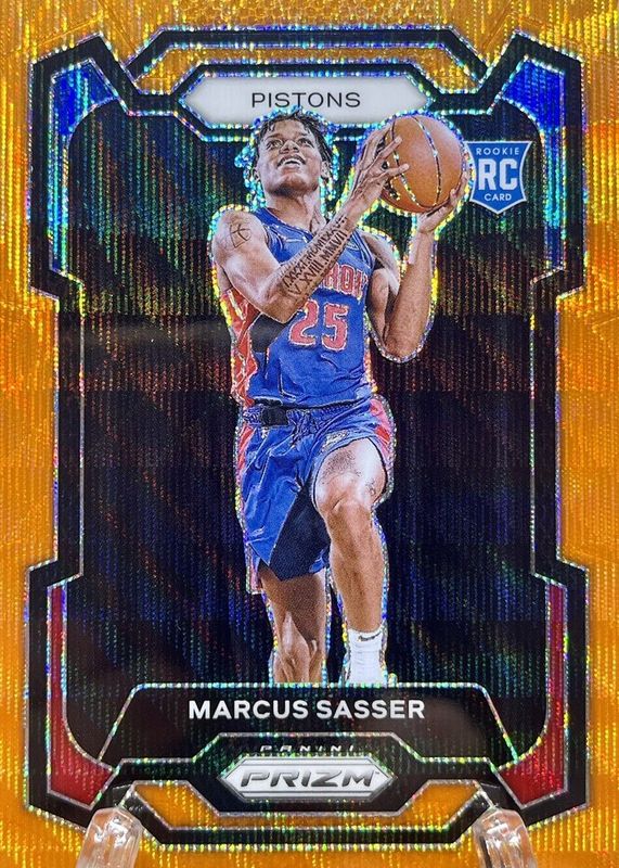 Marcus Sasser 2023 Prizm #174 Orange Wave /60 Rookie PSA 10