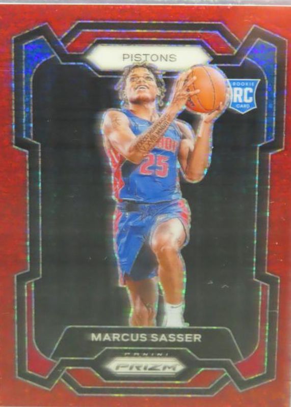 Marcus Sasser 2023 Prizm #174 Red Sparkle /(SSP) Rookie PSA 10