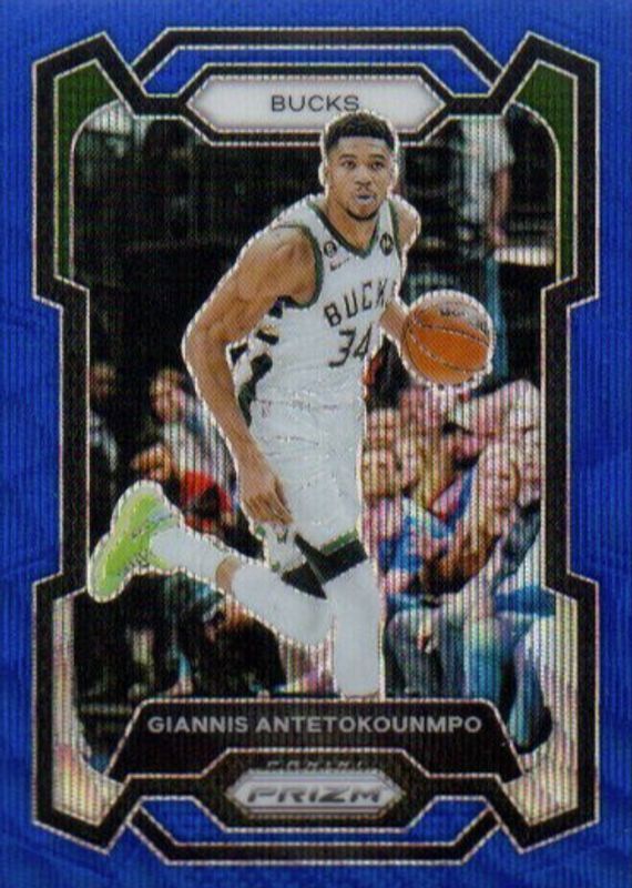 Giannis Antetokounmpo 2023 Prizm #103 Blue Wave PSA 10