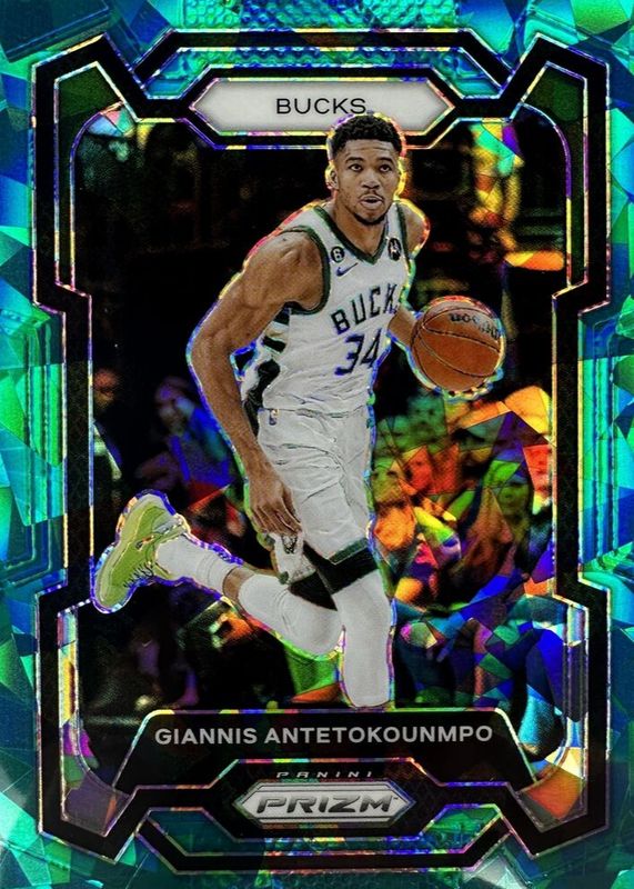 Giannis Antetokounmpo 2023 Prizm #103 Teal Ice /225 BGS 9