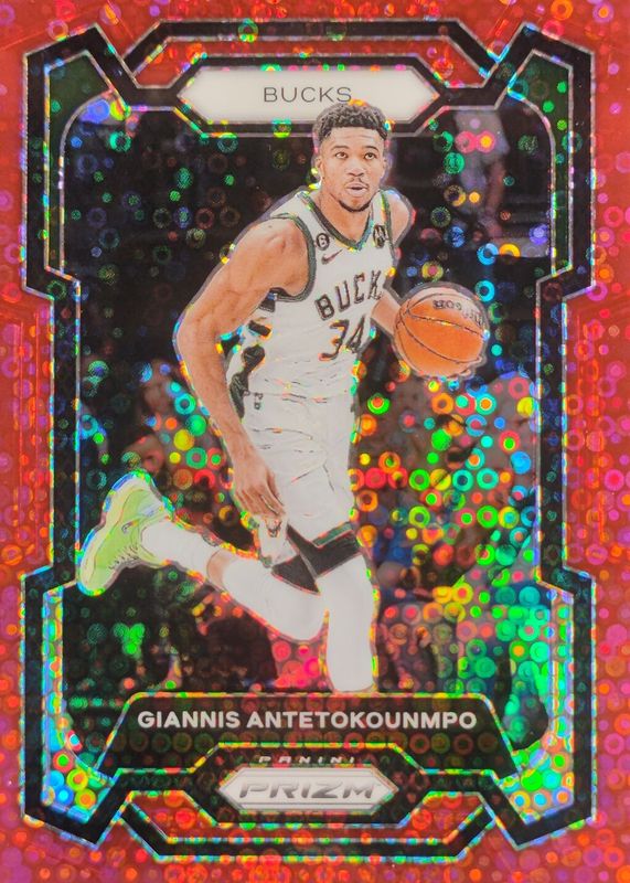 Giannis Antetokounmpo 2023 Prizm #103 Fast Break Red /100 PSA 10