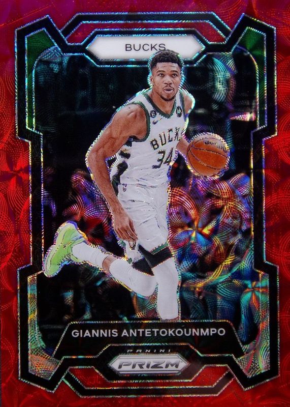 Giannis Antetokounmpo 2023 Prizm #103 Choice Red /88 SGC 9