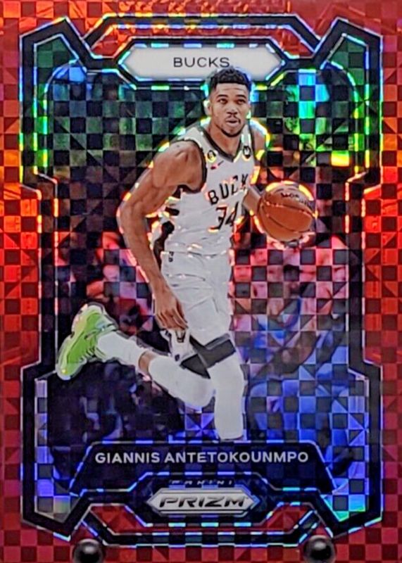 Giannis Antetokounmpo 2023 Prizm #103 Red Power /75 PSA 8