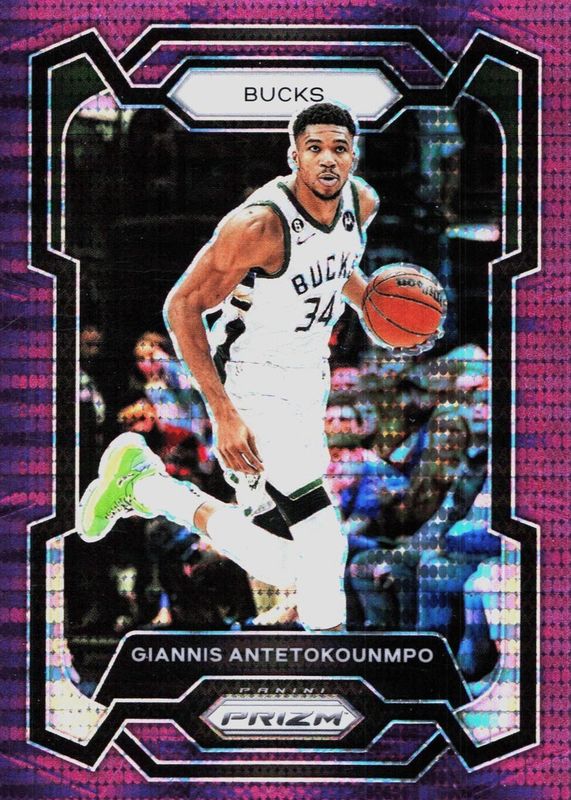 Giannis Antetokounmpo 2023 Prizm #103 Purple Pulsar /35 PSA 9