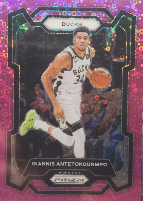 Giannis Antetokounmpo 2023 Prizm #103 Fast Break Pink /50 SGC 10