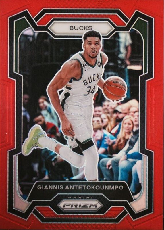 Giannis Antetokounmpo 2023 Prizm #103 Red /299 PSA 10