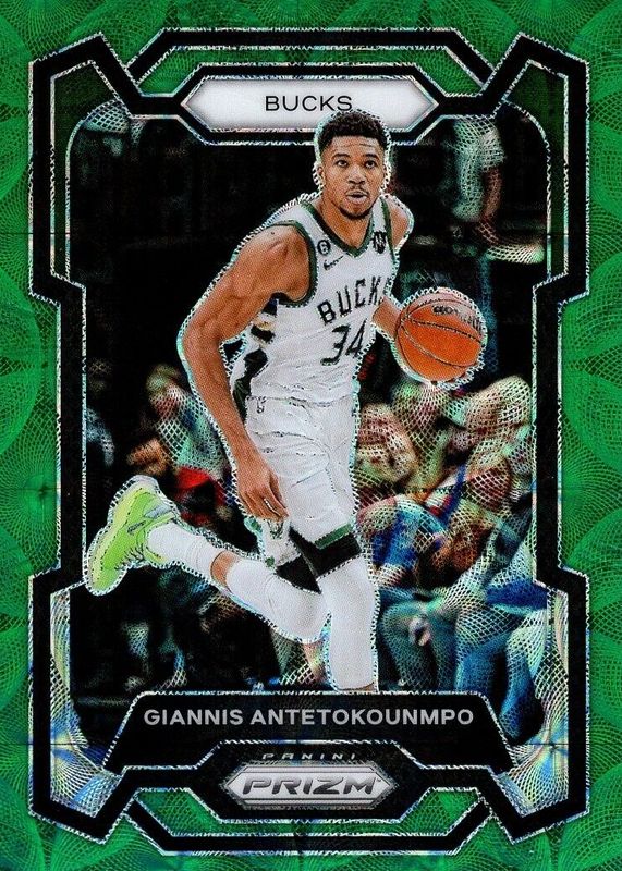 Giannis Antetokounmpo 2023 Prizm #103 Choice Green /8 SGC 10