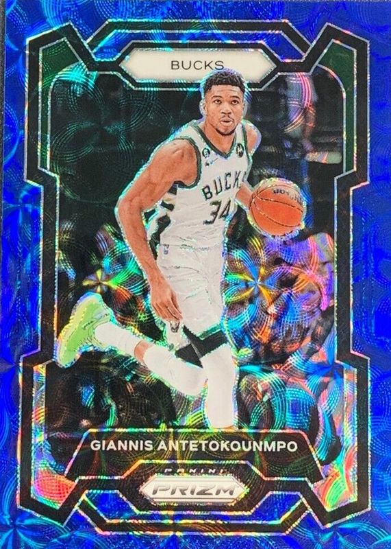 Giannis Antetokounmpo 2023 Prizm #103 Choice Blue /49 PSA 10