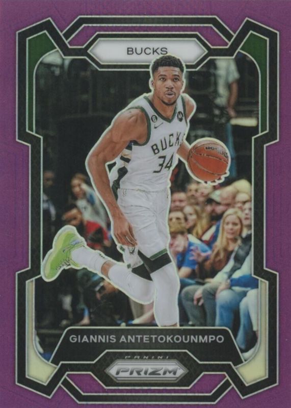 Giannis Antetokounmpo 2023 Prizm #103 Purple /99 SGC 9.5