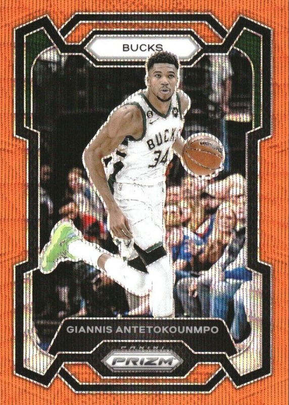 Giannis Antetokounmpo 2023 Prizm #103 Orange Wave /60 PSA 10