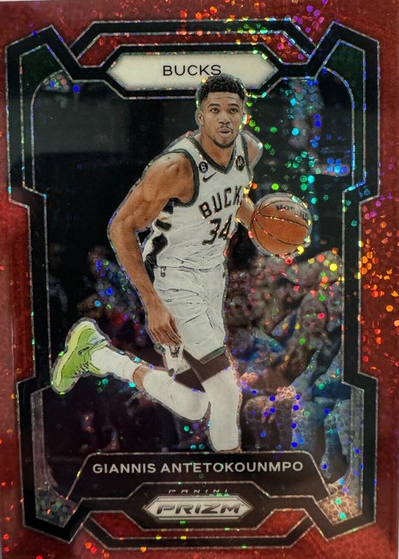 Giannis Antetokounmpo 2023 Prizm #103 Red Sparkle /(SSP) SGC 10