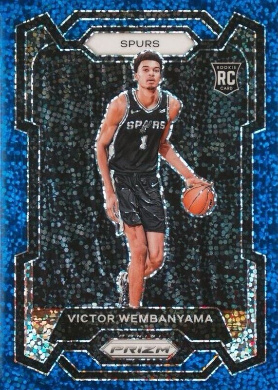 Victor Wembanyama 2023 Prizm #136 Blue Sparkle /144 Rookie BGS 9