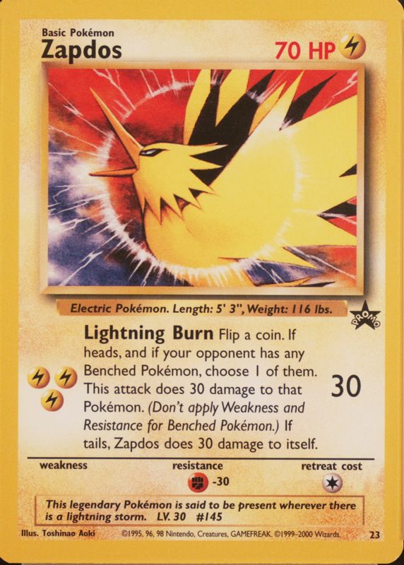 Zapdos 2000 Wizards Black Star Promo #23 Toshinao Aoki Error BGS 9