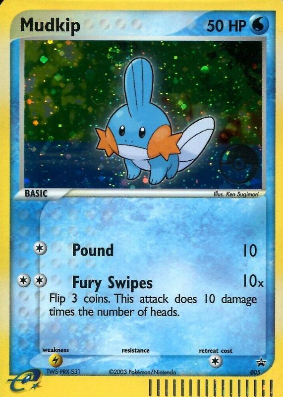 Mudkip 2003 Nintendo Black Star Promo #005 POP Tournaments PSA 8