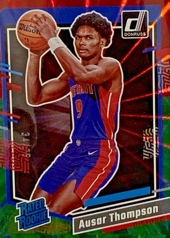 Ausar Thompson 2023 Donruss #228 Holo Red & Green Laser /75 Rookie RAW