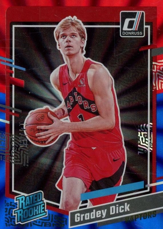 Gradey Dick 2023 Donruss #247 Holo Red & Blue Laser /15 Rookie PSA 10