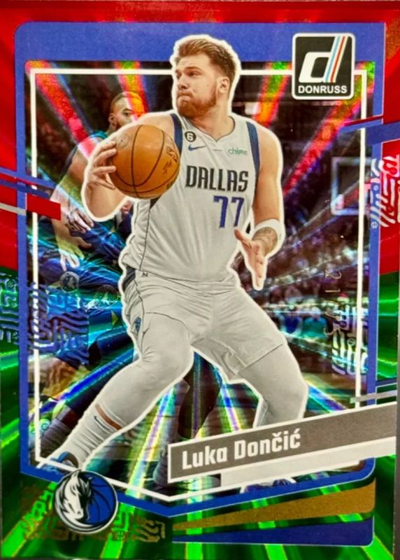 Luka Doncic 2023 Donruss #141 Holo Red & Green Laser /75 BGS 9.5