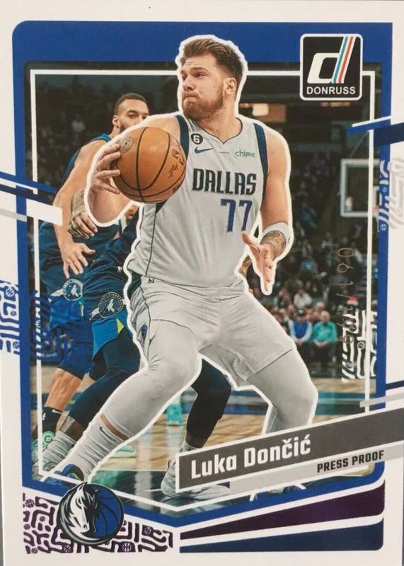 Luka Doncic 2023 Donruss #141 Press Proof Purple /199 PSA 10