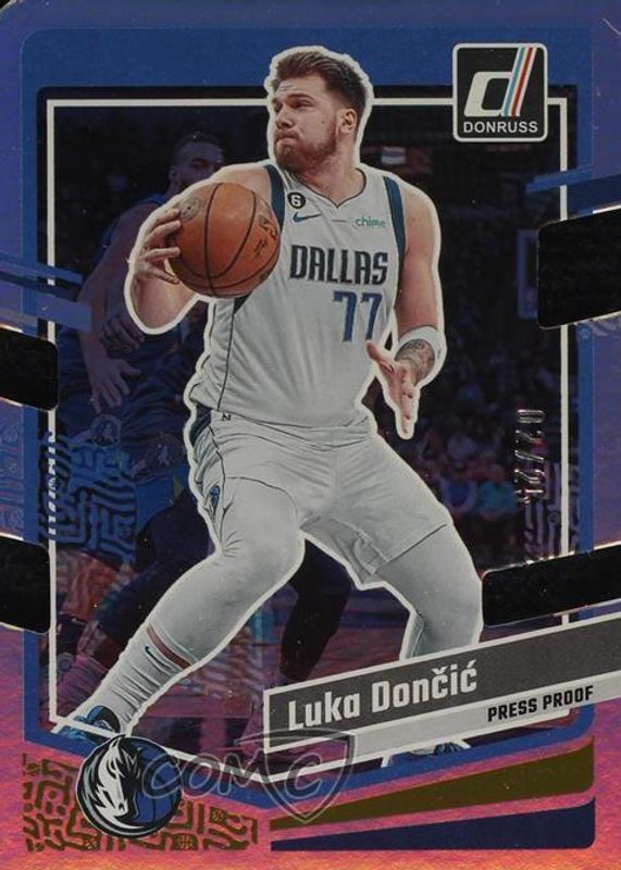 Luka Doncic 2023 Donruss #141 Press Proof Gold Die-Cut /25 PSA 9