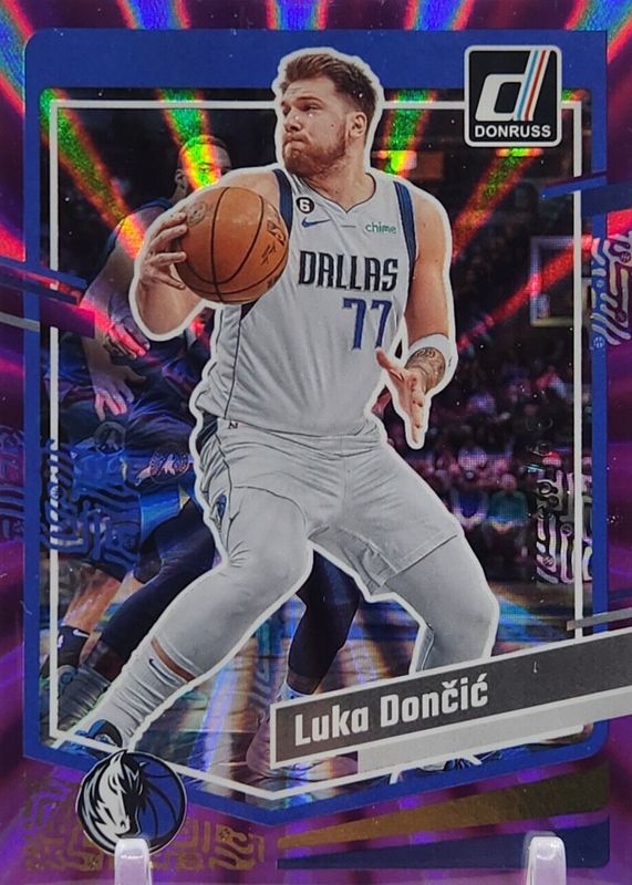 Luka Doncic 2023 Donruss #141 Holo Purple Laser /99 PSA 10