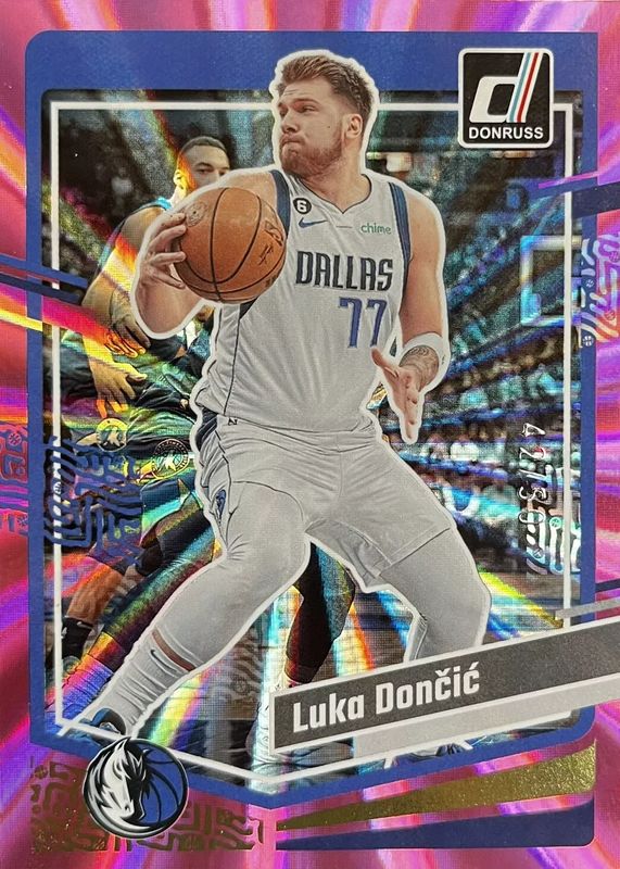 Luka Doncic 2023 Donruss #141 Holo Pink Laser /50 PSA 10