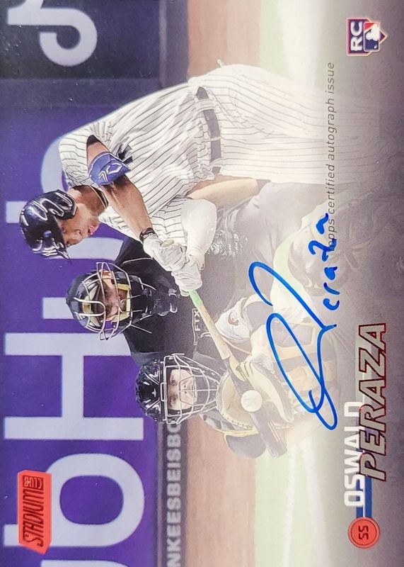 Oswald Peraza 2023 Stadium Club #SCBA-OP Autographs - Red Foil /50 Rookie RAW