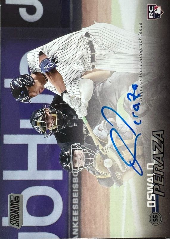 Oswald Peraza 2023 Stadium Club #SCBA-OP Autographs - Black Foil /25 Rookie BGS 9