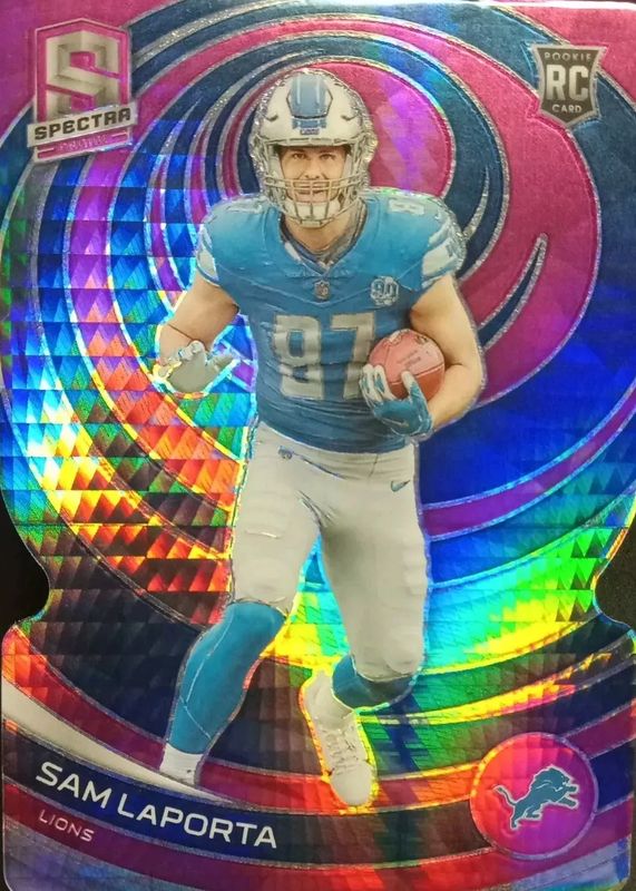 Sam LaPorta 2023 Spectra #139 Neon Pink Die-Cut /20 Rookie SGC 10