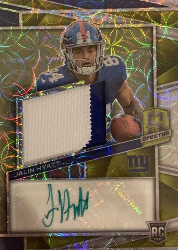 Jalin Hyatt 2023 Spectra #215 Rookie Patch Auto - Neon Green /35 RAW