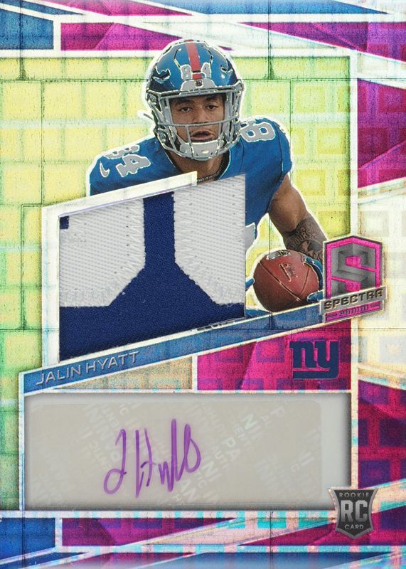 Jalin Hyatt 2023 Spectra #215 Rookie Patch Auto - Neon Purple /30 RAW