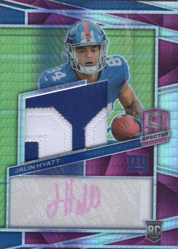 Jalin Hyatt 2023 Spectra #215 Rookie Patch Auto - Neon Pink /25 RAW