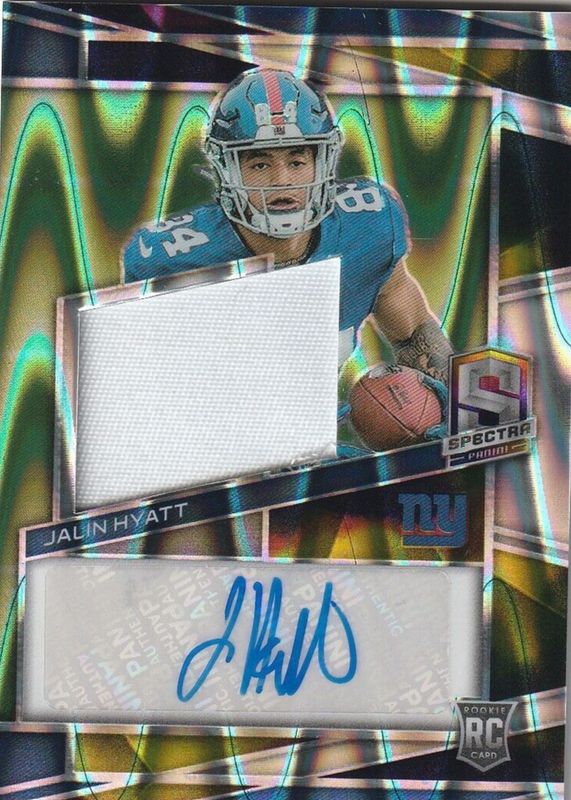 Jalin Hyatt 2023 Spectra #215 Rookie Patch Auto - Supernova /70 RAW