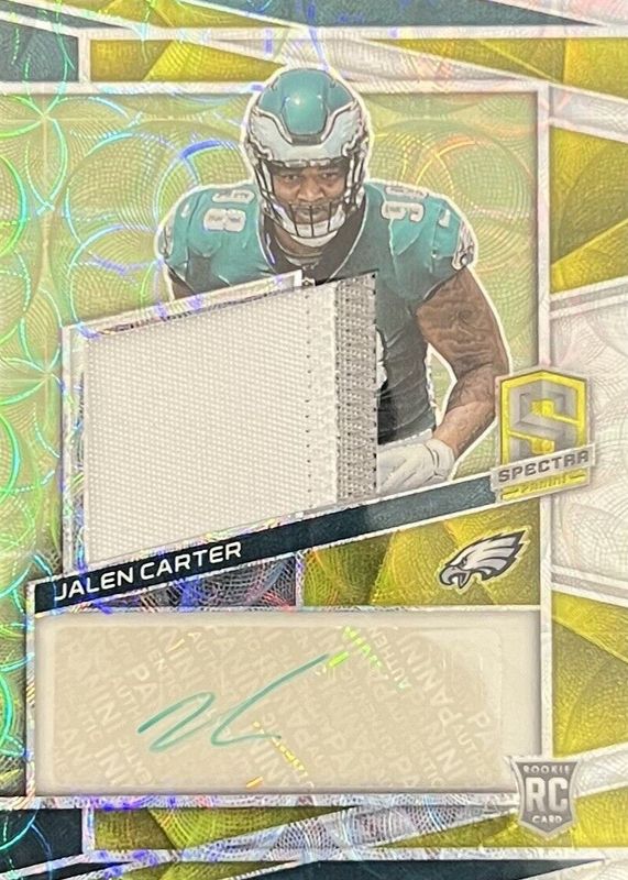 Jalen Carter 2023 Spectra #214 Rookie Patch Auto - Neon Green /35 PSA 10