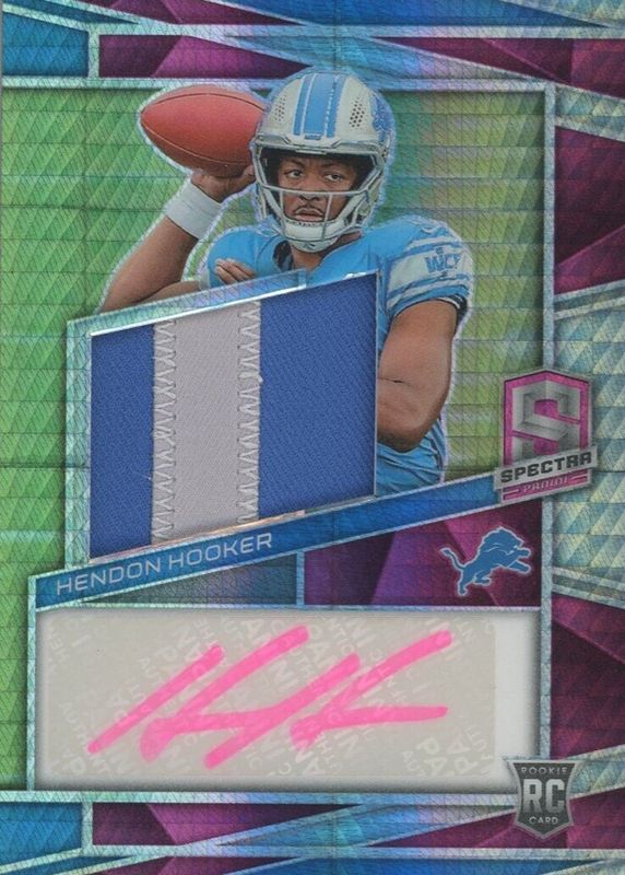 Hendon Hooker 2023 Spectra #211 Rookie Patch Auto - Neon Pink /25 Price ...