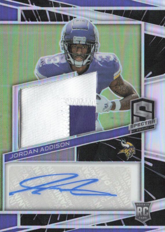 Jordan Addison 2023 Spectra #220 Rookie Patch Auto - Hyper /60 RAW