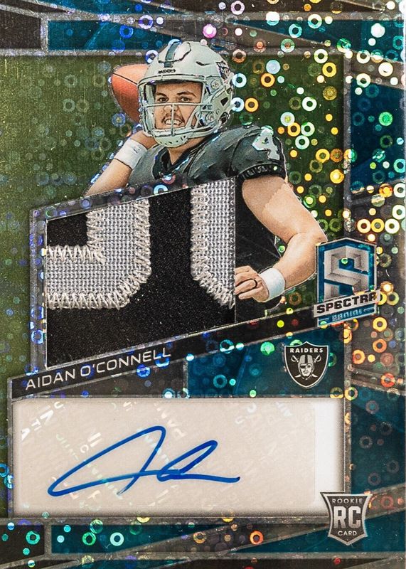 Aidan O'Connell 2023 Spectra #201 Rookie Patch Auto - Neon Blue /50 ...