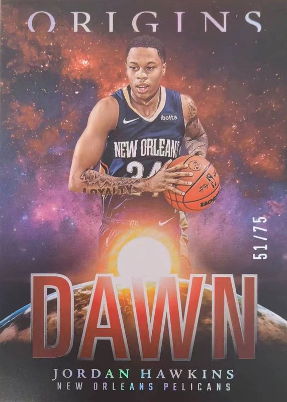 Jordan Hawkins 2023 Origins #18 Dawn - Red /75 Rookie RAW