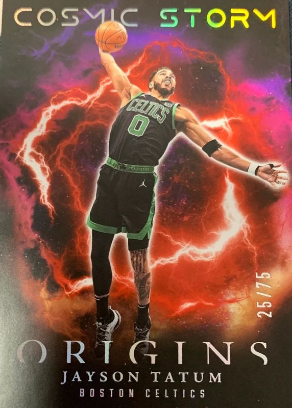 Jayson Tatum 2023 Origins #9 Cosmic Storm - Red /75 PSA 10