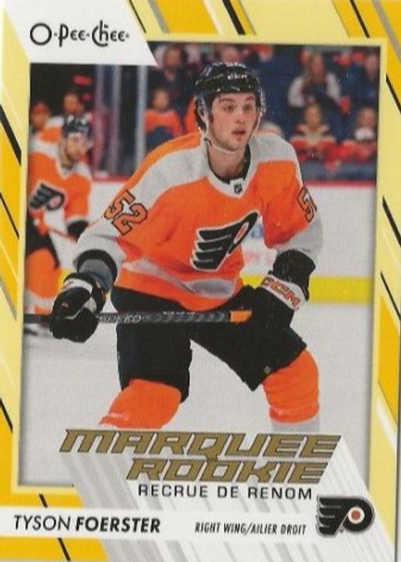 Tyson Foerster 2023 O-Pee-Chee #567 Marquee Rookies - Yellow Border RAW